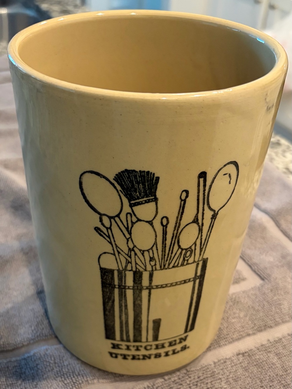 Pearson of Chesterfield England Kitchen Utensils Crock - Tan & Black